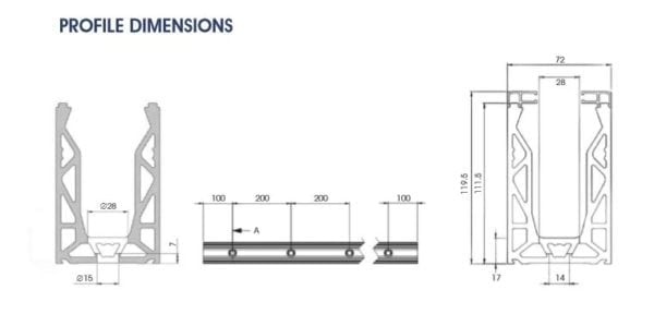 Posi Glaze Balustrade Base Fix 2m